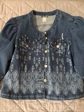 VENUS Blue Patterned Denim Jacket